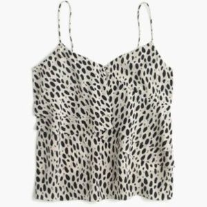 J.Crew Silk ruffle cami leopard print sz 6